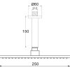 Loft rain shwr Ø250mm&150mm ceiling arm chrome