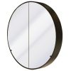 Mirror cab round 900mm x120mm Glass Shelves BLACK