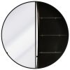 Mirror cab round 900mm x120mm Glass Shelves BLACK