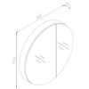 Mirror cab round 900mm x120mm Glass Shelves BLACK