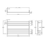 Towel rail electric square 600x1050mm Satin black