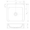 Soft square basin 410x415x105mm white (DRILLED)