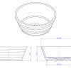 iStone Ribbed Round Basin 380 x 150mm Gloss White