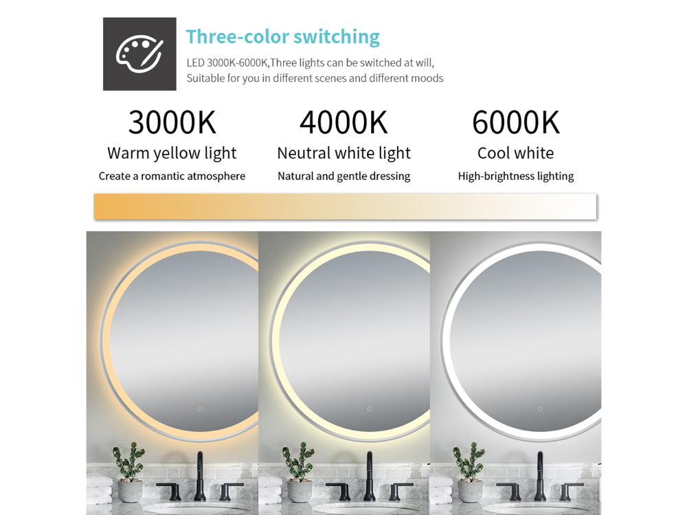 Cadre 850mm LED Mirror with Demister Brushed Stainless - Waterware
