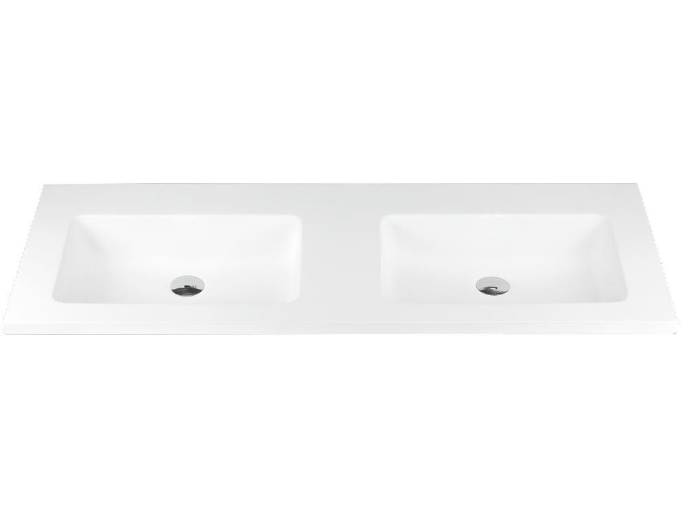 Kzoao 1200mm Honed Dual Bowl Lexus Top Matte White - Waterware