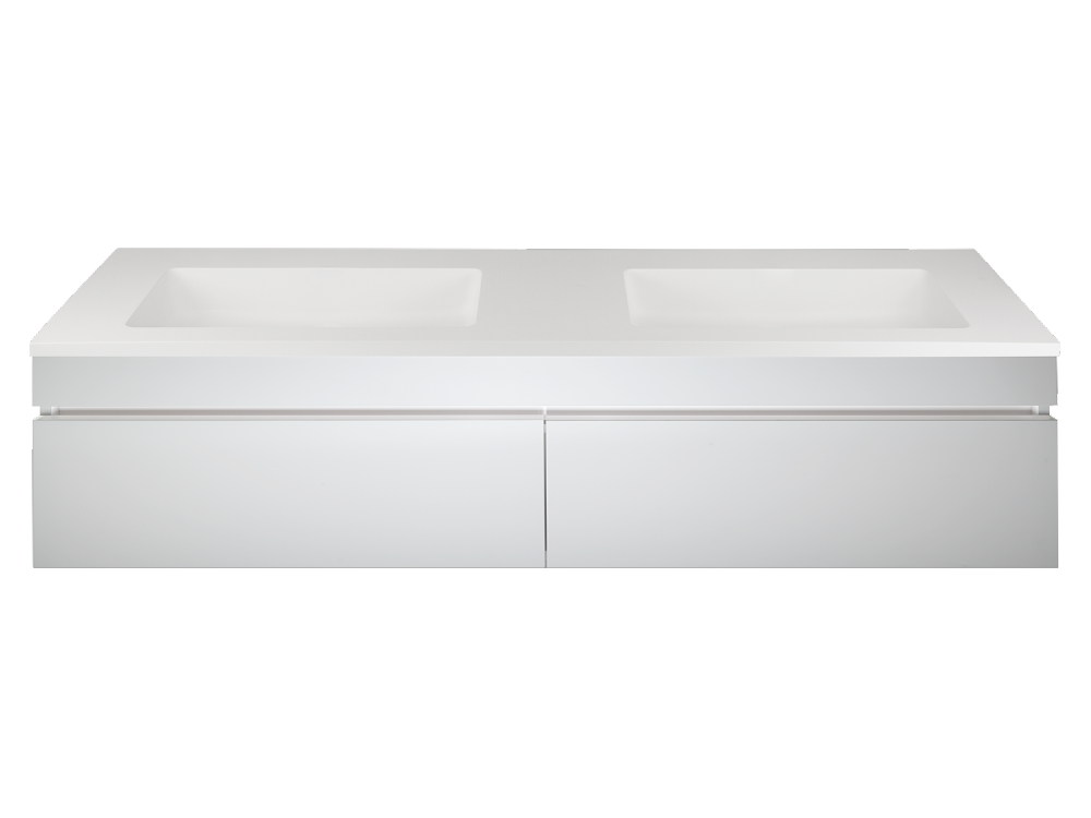 Kzoao 1600mm Honed Dual Bowl Lexus Top Matte White