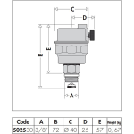 Caleffi 502 Series Air Vent Side Bleed 10mm w/ Auto Shut-Off Valve