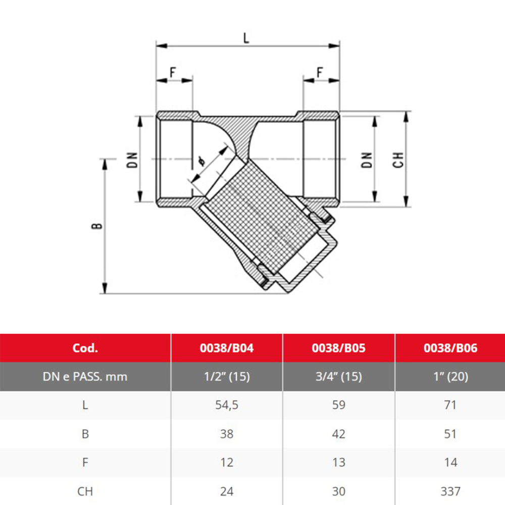 Airaga Y Strainer 15mm