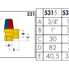 Caleffi 531 Series Safety Valve 20mm x 25mm 1000kPa