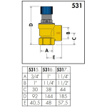 Caleffi 531 Series Safety Valve 25mm x 32mm 600kPa