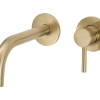 Scarab Wall Mounted Basin Mixer with Short Spout Brushed Gold (Knurled Handle)