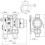Caleffi 5212 15mm Thermostatic Mixing Valve with Isolators