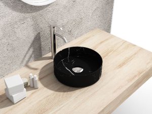 iStone Round Basin 380 x 110mm Black Marble