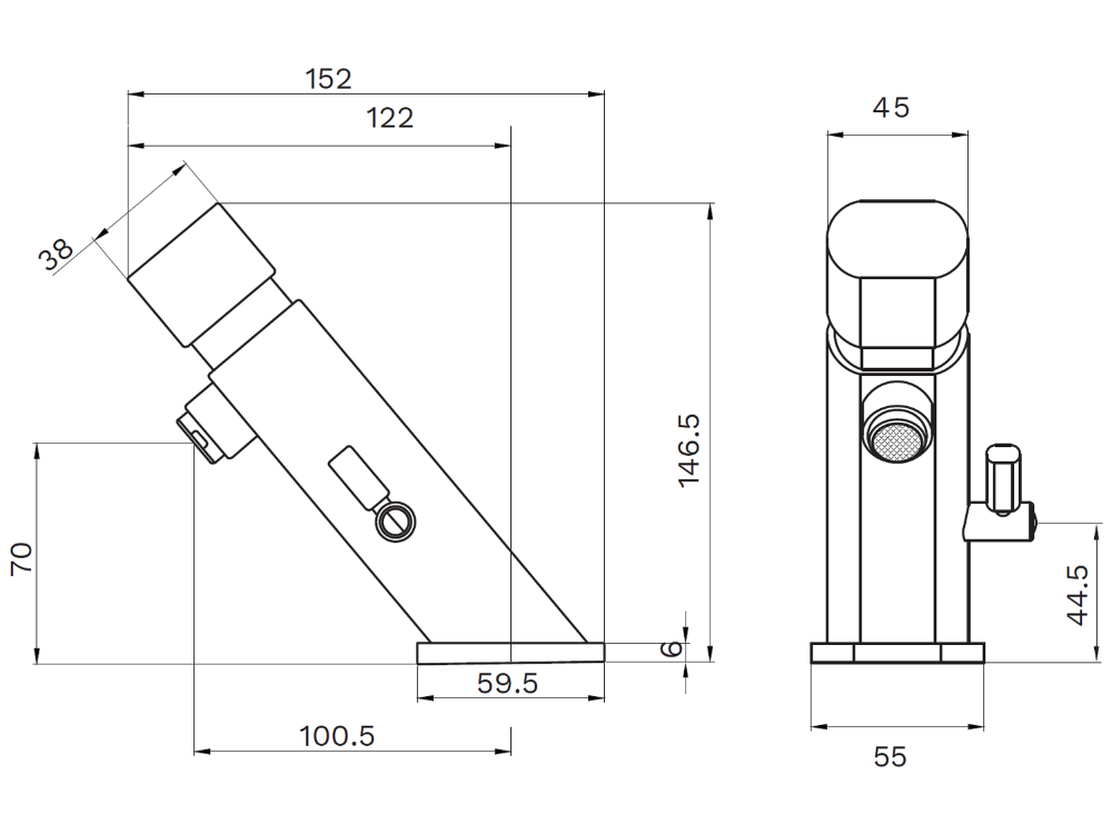 Gentec Flostop Bench Mounted Angled Dual Temperature Timed Flow Pillar Tap