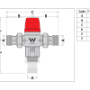 Caleffi 5213 Low Lead TMV 20mm Tempering Valve with Hot and Cold Check Valves and Straight Unions