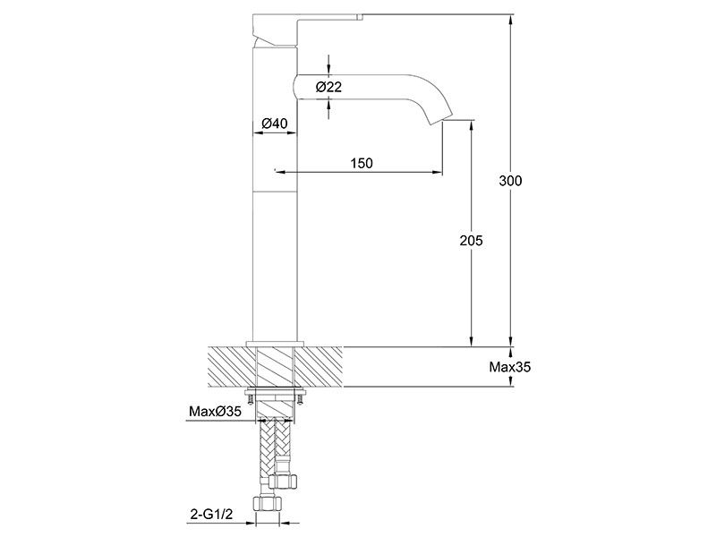 Loft Tall Basin Mixer Brushed Copper