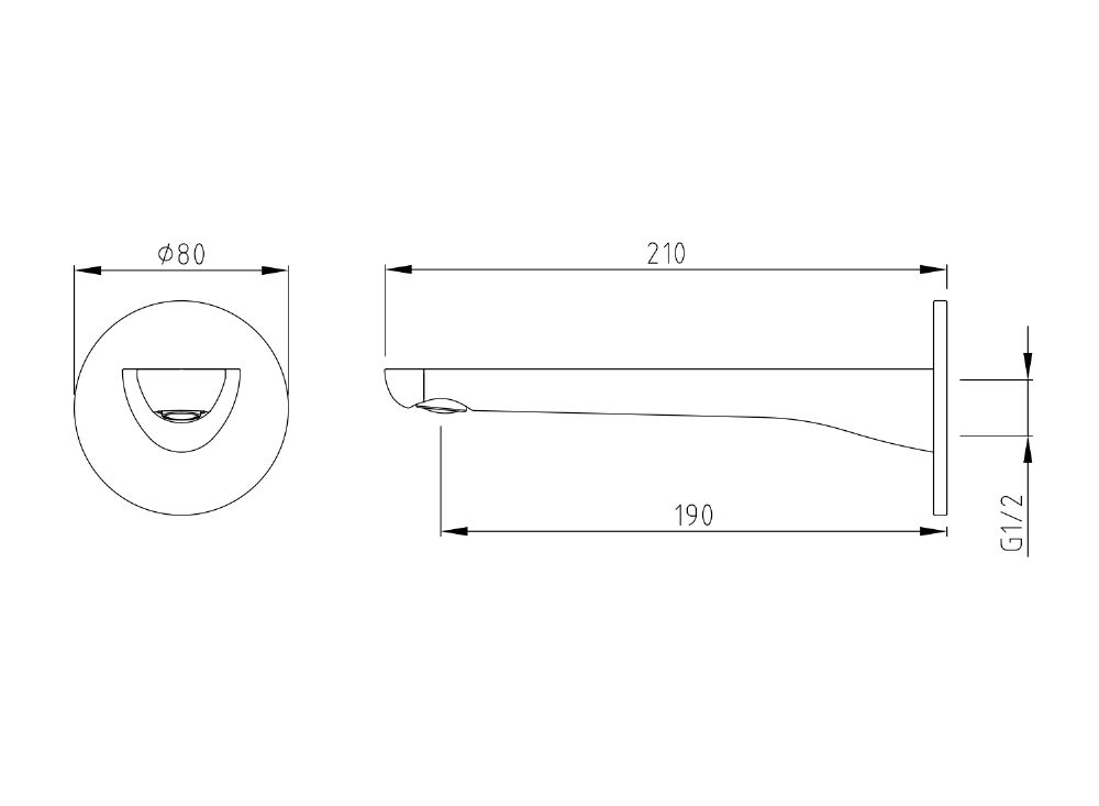 Civic Bath Spout (190mm) Chrome