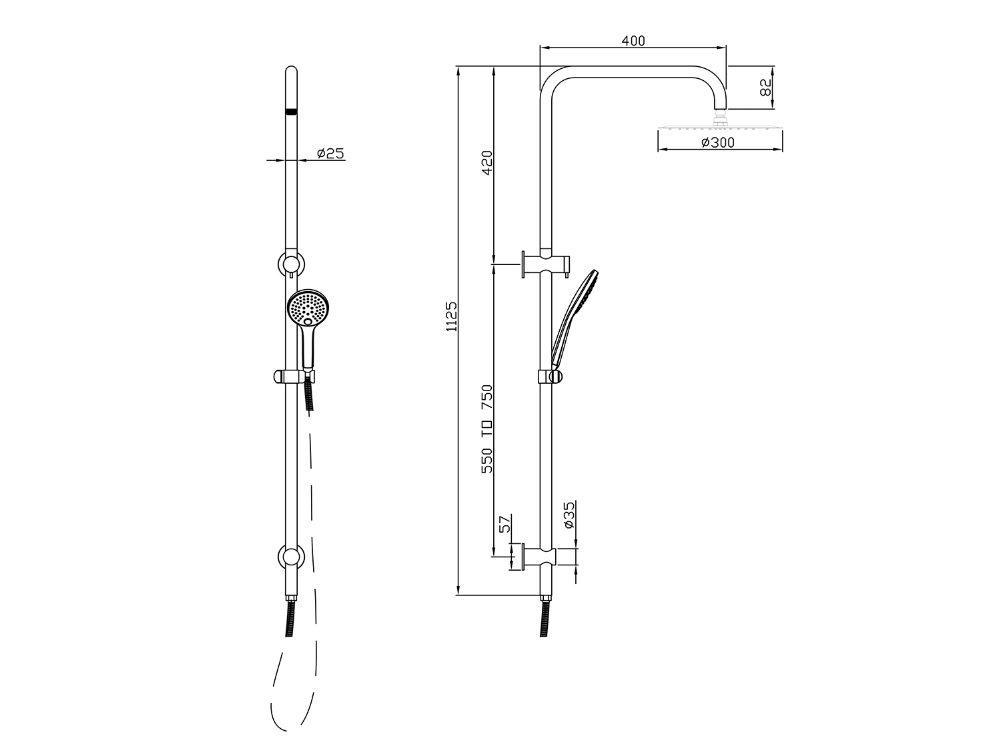 Pioneer Shower Tower Brushed Bronze
