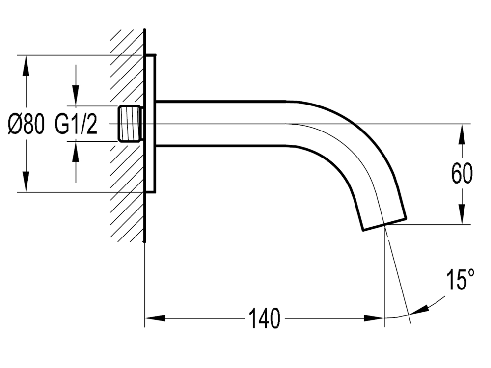 Industry Wall Mounted Short Bath Spout Gun Metal