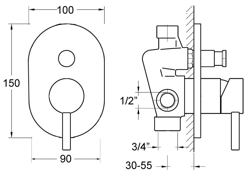 Industry Shower Divert Mixer Gun Metal