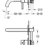Industry Wall Mounted Basin Mixer Gun Metal