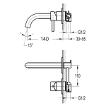 Industry Wall Mounted Basin Mixer with Short Spout Gun Metal