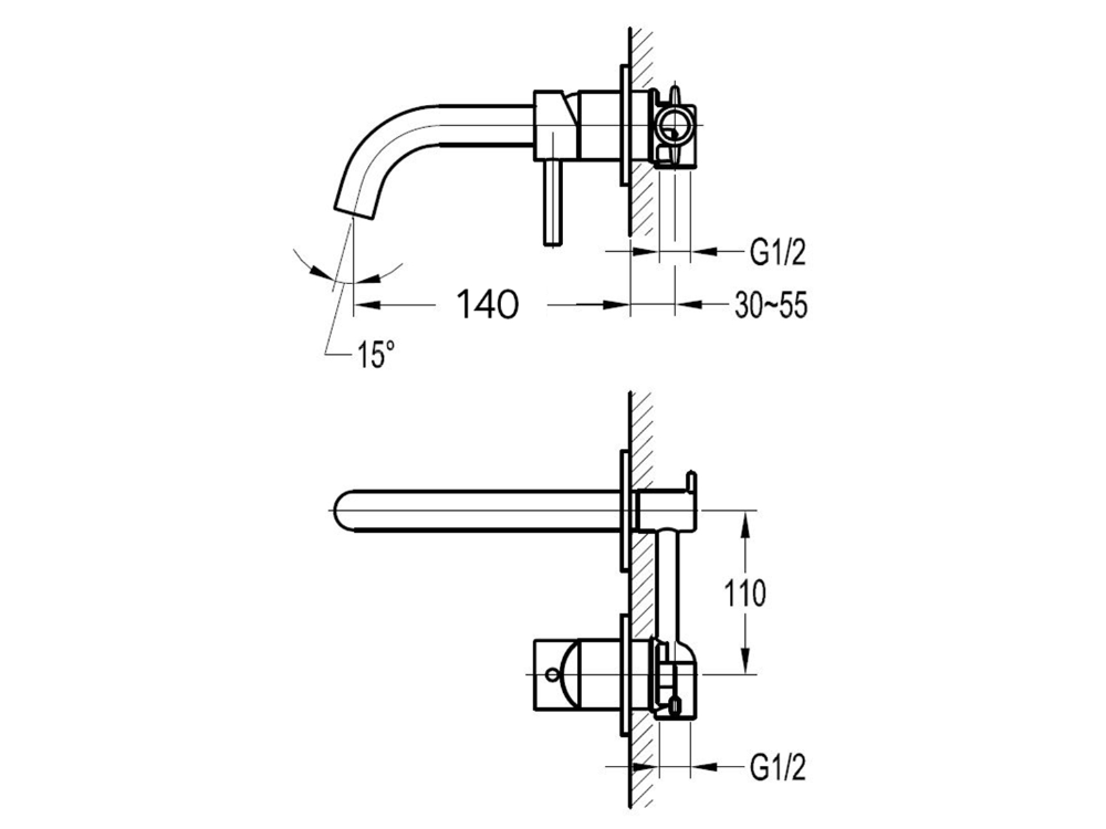 Industry Wall Mounted Basin Mixer with Short Spout Gun Metal