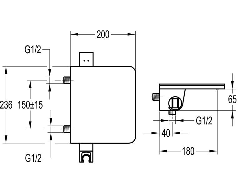 Modern wall mount bath mixer, ribbo