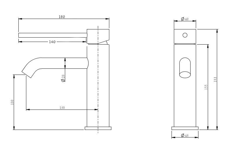 Pioneer Standard Height Basin Mixer With Extended Handle Chrome