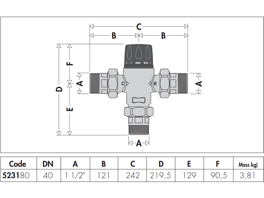 Caleffi 5231 40mm Heavy Duty Tempering Valve