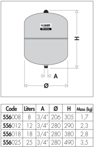 Caleffi 12L Expansion Tank Heating Only